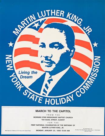 DESIGNER UNKNOWN Martin Luther King, Jr. / New York State Holiday Commission. 1986.                                                              